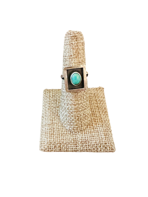 Handcrafted Old Pawn Sterling Silver & Turquoise Ring Size 6.25