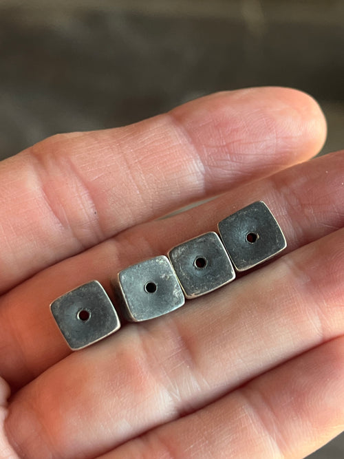 Handmade Stamped Sterling Silver Cube Beads, The Sunburst