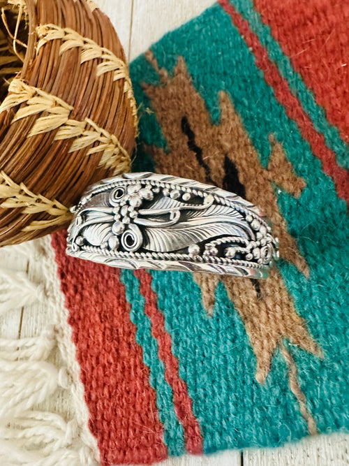 Handcrafted Old Pawn Sterling Silver Cuff Bracelet