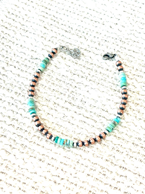 Handmade Copper & Turquoise Beaded Bracelet