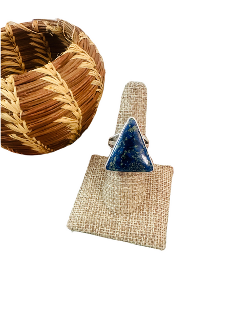 Old Pawn Navajo Sterling Silver & Azurite Ring Size 7