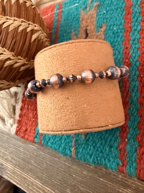 Handcrafted Copper Beaded Bracelet 7.5”