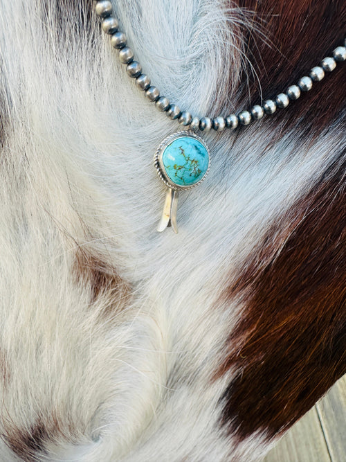 Handcrafted Turquoise & Sterling Silver Beaded Blossom Necklace