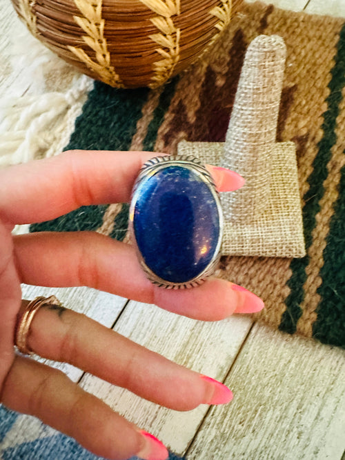 Old Pawn Handcrafted Sterling Silver & Lapis Men’s Ring Size 8