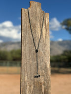 Handcrafted Onyx & Sterling Silver Pearl Beaded Lariat Necklace
