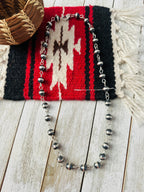 Navajo Sterling Silver Beaded Rosary Style Necklace 22”