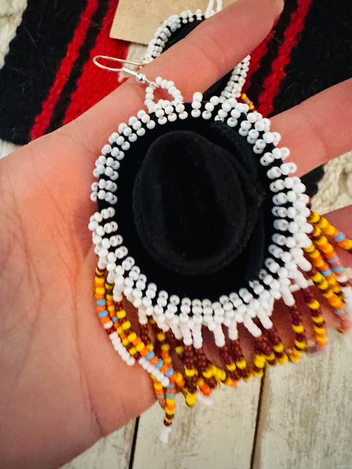 Navajo Beaded Cowboy Hat Dangle Earrings