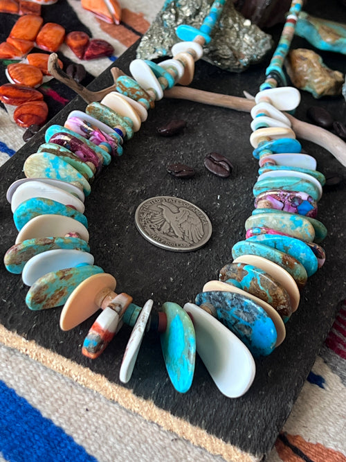 Ronald Chavez Handcrafted Multistone Heishi & Tab Beaded Santo Domingo Necklace