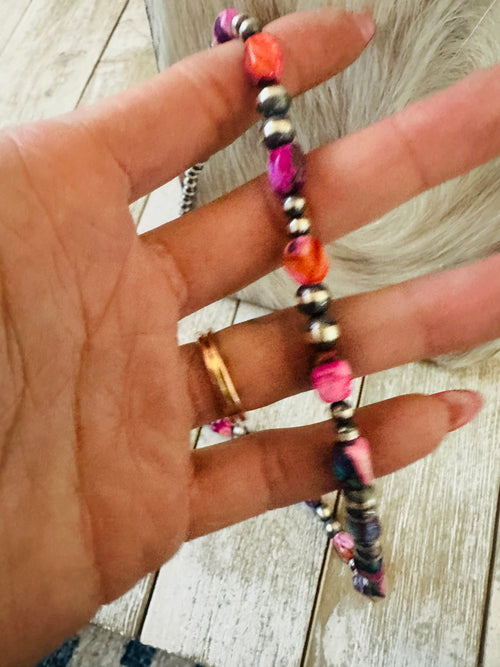 Navajo Sterling Silver & Pink Dream Mojave Beaded Necklace