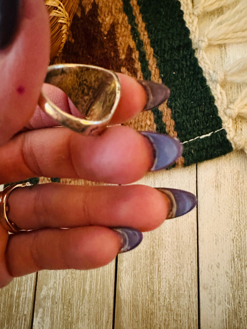 Old Pawn Handcrafted Turquoise & Sterling Silver Ring Size 5