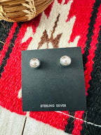 Handcrafted Sterling Silver Pearl Stud Earrings 6mm