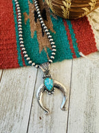 Navajo Sterling Silver & Turquoise Beaded Naja Necklace