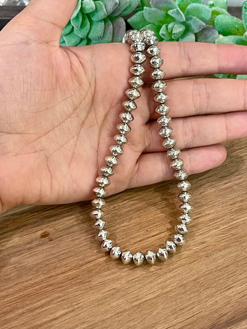 Handmade Sterling Silver 8 MM Beaded Necklace