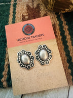 Old Pawn Navajo Sterling Silver Concho Post Earrings