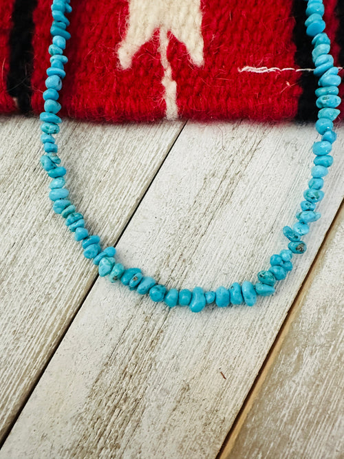 Handcrafted Turquoise & Sterling Silver 14” Beaded Necklace