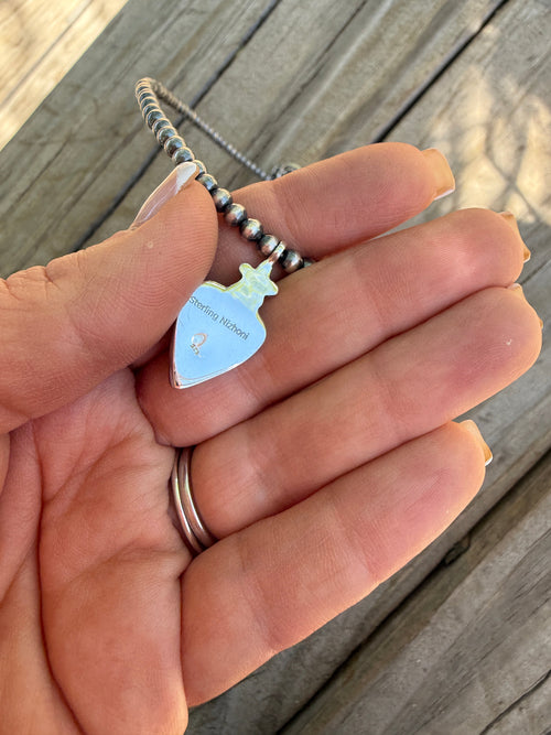 Handmade Sterling Silver Sonoran Mountain Turquoise Beaded Heart Necklace