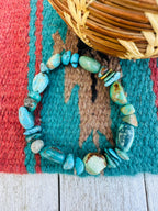 Handmade Kingman Turquoise Beaded Stretch Bracelet