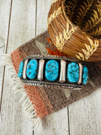 Handcrafted Old Pawn Kingman Turquoise Cluster & Sterling Silver Cuff Bracelet by Richard Hoskie /