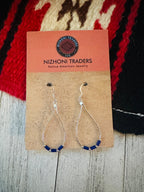 Handcrafted Sterling Liquid Silver & Lapis Beaded Dangle Earrings