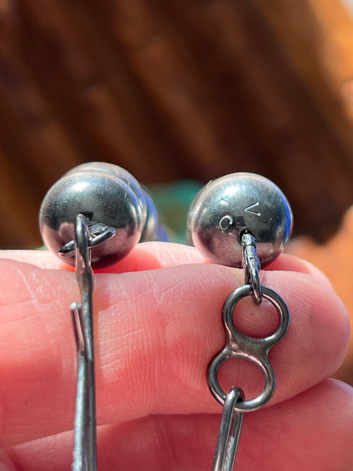 Vinita Cowboy Handmade 12mm Sterling Silver Navajo Saucer Pearl Beaded Necklaces