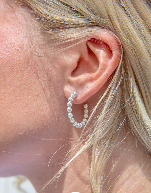 Beaded Hoops Sterling Silver 1”