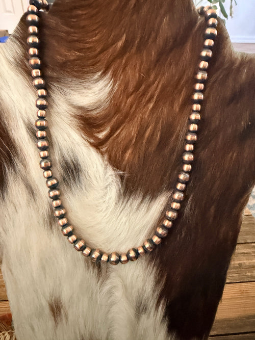 Handcrafted 6-8mm Copper Beaded Necklace