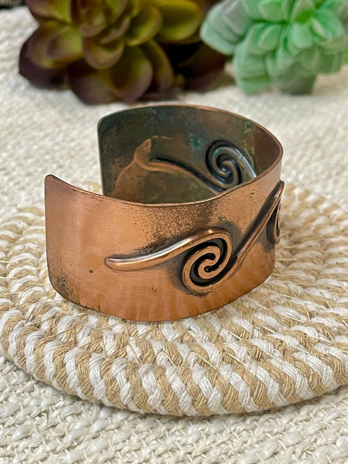 Vintage Handmade Copper Wave Cuff