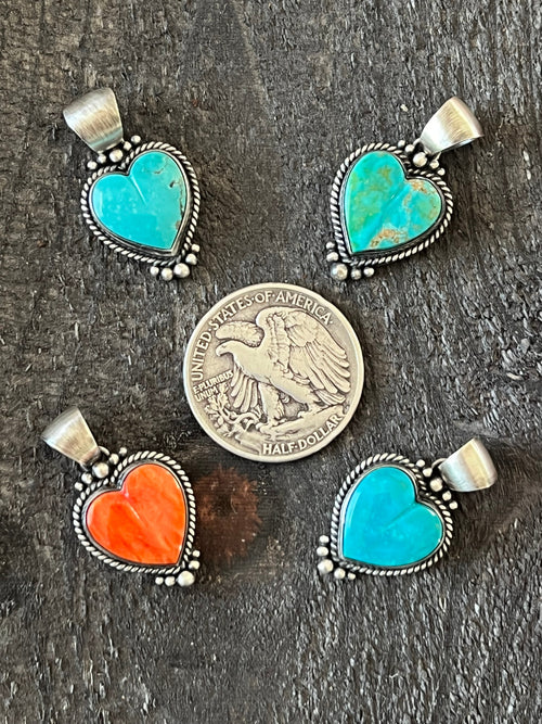 Handcrafted Sterling Silver Electric Rainbow Mini Heart Pendants by Bernyse Chavez
