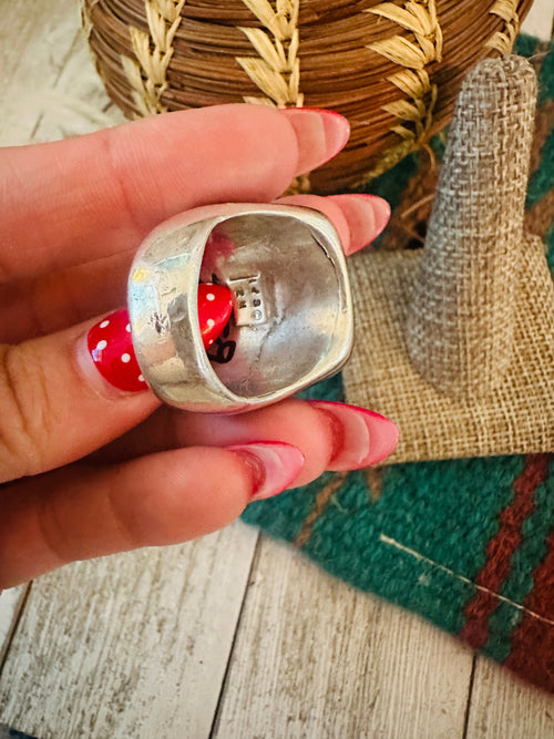 Old Pawn Navajo Sterling Silver & Onyx Ring Size 9.25