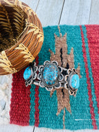 Handcrafted Old Pawn Sterling Silver & Kingman Turquoise Cuff Bracelet
