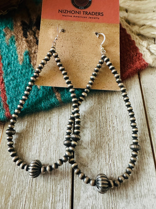 Handcrafted Sterling Silver Pearl Beaded Hoop Earrings