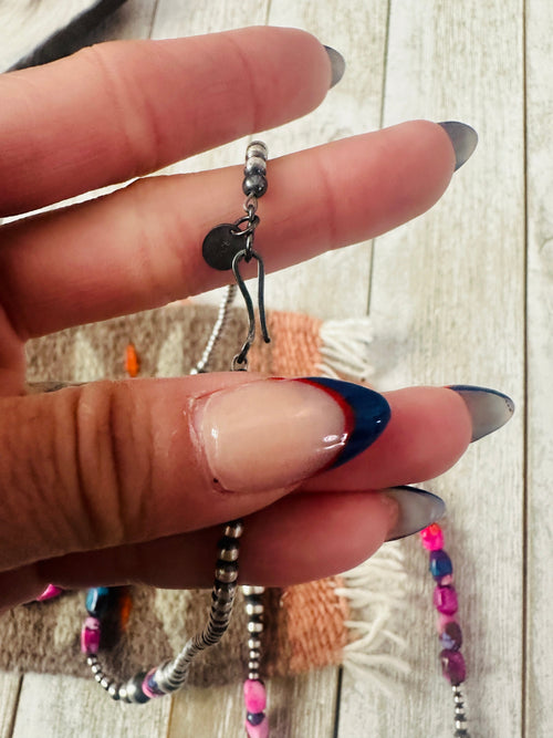 Handcrafted Sterling Silver & Pink Dream Mojave Beaded 36” Necklace