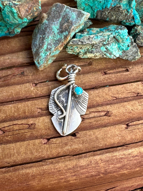 Handcrafted Sterling Silver and Turquoise Feather Charm