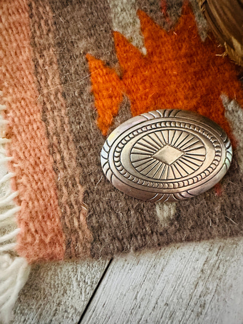 Vintage Old Pawn Navajo Sterling Silver Concho Brooch