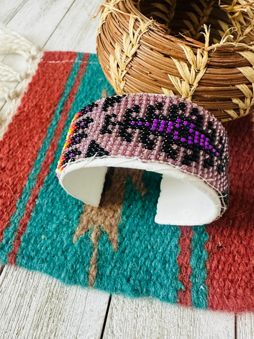 Navajo Made Beaded Leather Bracelet