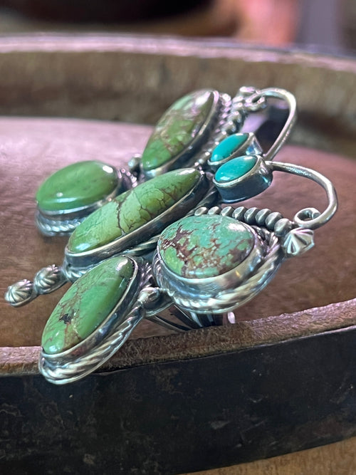 Apache Sterling Silver and Egyptian Turquoise Butterfly Ring by Rosella Paxson, Size 9.5
