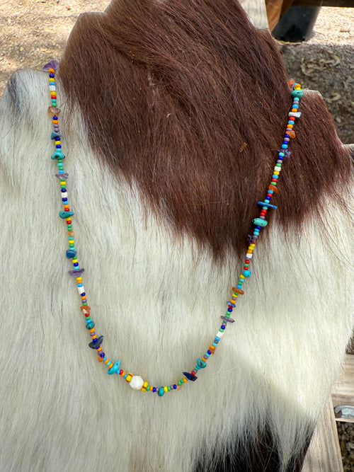 “The Golden Collection” Beaded Bliss Handmade Beaded Necklace 16” STYLE 7