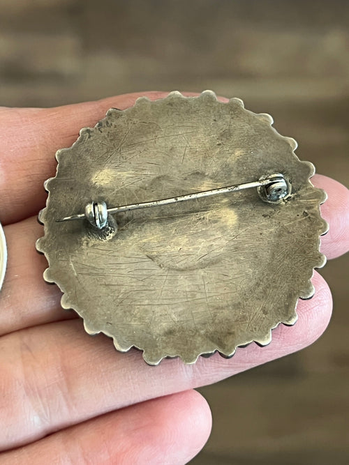 Vintage Old Pawn Sterling Silver and Turquoise Cluster Brooch, Unsigned