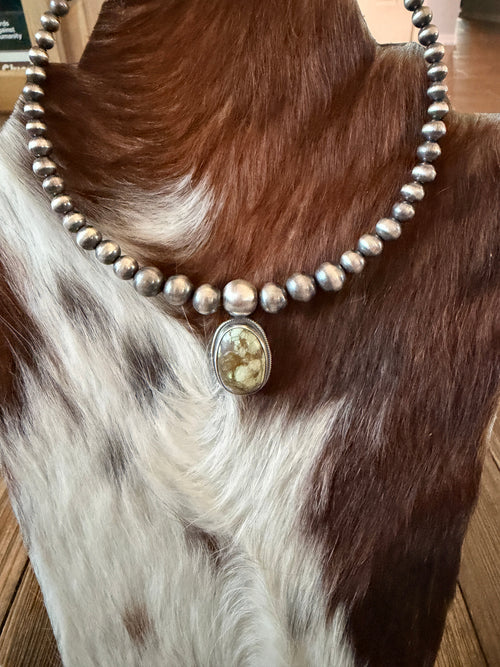 Handcrafted Turquoise & Sterling Silver Beaded Choker Necklace