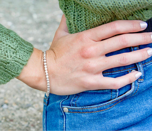 4mm Sterling Beaded Bracelet w/ Toggle