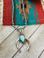 Navajo Sterling Silver & Sonoran Gold Turquoise Beaded Naja Necklace