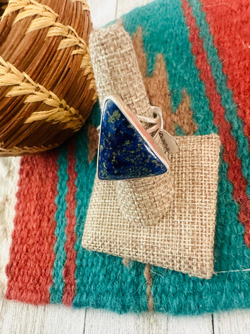 Old Pawn Navajo Sterling Silver & Azurite Ring Size 7