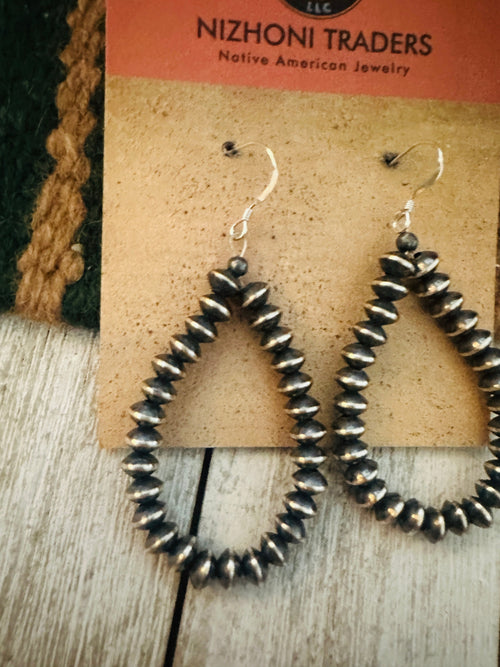 Handcrafted Sterling Silver Saucer Pearl Dangle Hoop Earrings