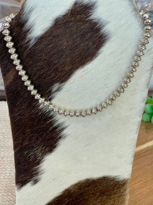 Handmade Sterling Silver 8 MM Beaded Necklace