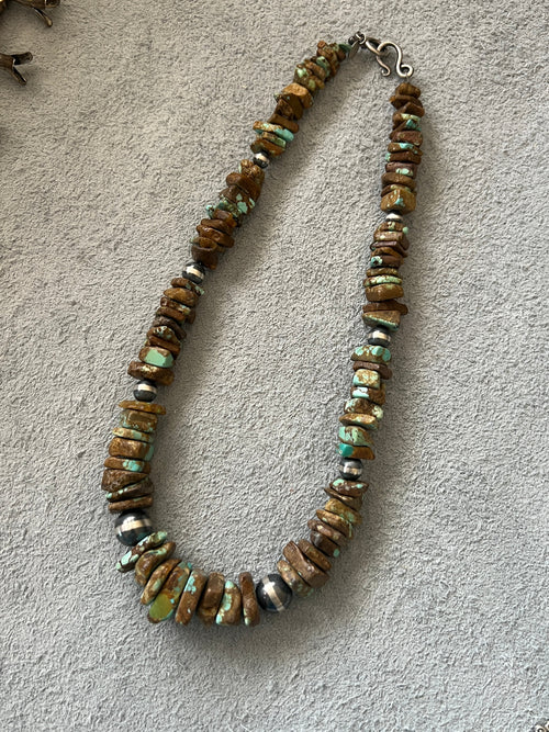 Handcrafted Turquoise & Sterling Silver Chunky Beaded Necklace