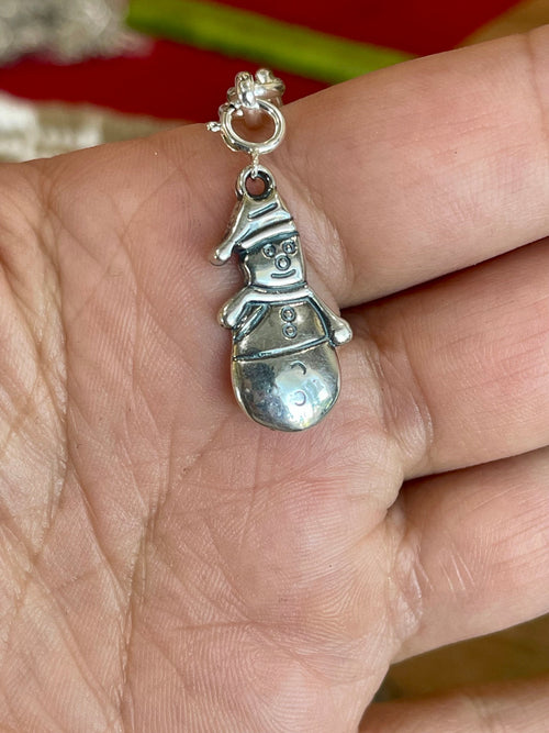 Handcrafted Sterling Silver CHRISTMAS SNOWMAN Charm