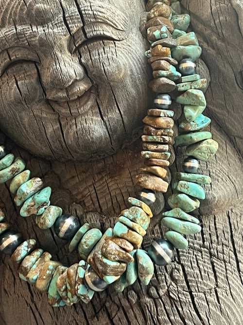 Handcrafted Turquoise & Sterling Silver Chunky Beaded Necklace