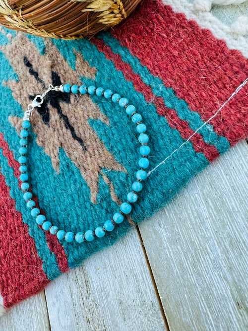 Handcrafted Turquoise & Sterling Silver Beaded Bracelet
