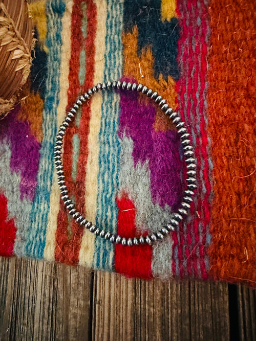 Handcrafted 2mm Sterling Silver Pearl Beaded Stretch Bracelet