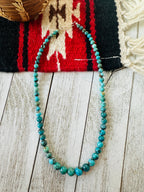 Navajo Turquoise and Sterling Silver Beaded Graduated Necklace 18”
